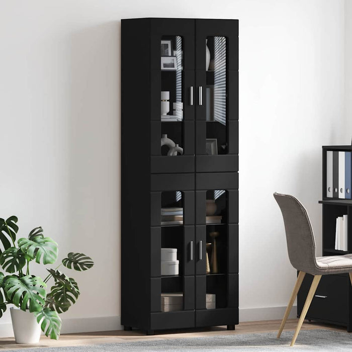 Bufet cu raft cu ușă Negru 60 x 35 x 182 cm Lemn compozit - WALTI WALTI