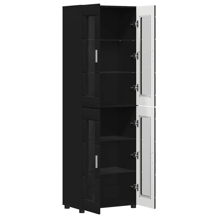 Bufet cu raft cu ușă Negru 60 x 35 x 182 cm Lemn compozit - WALTI WALTI