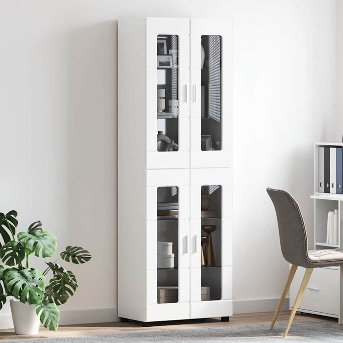 Bufet cu raft cu ușă Alb lucios 60 x 35 x 182 cm Lemn compozit - WALTI WALTI