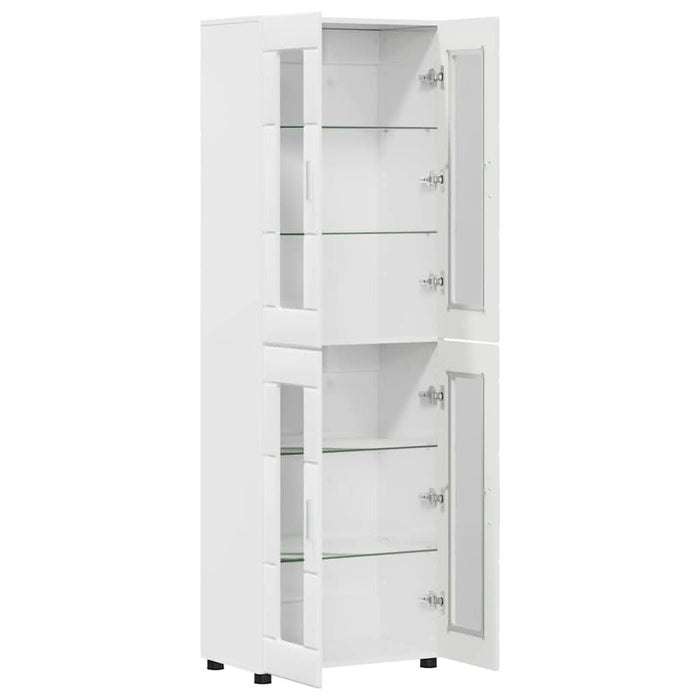 Bufet cu raft cu ușă Alb lucios 60 x 35 x 182 cm Lemn compozit - WALTI WALTI