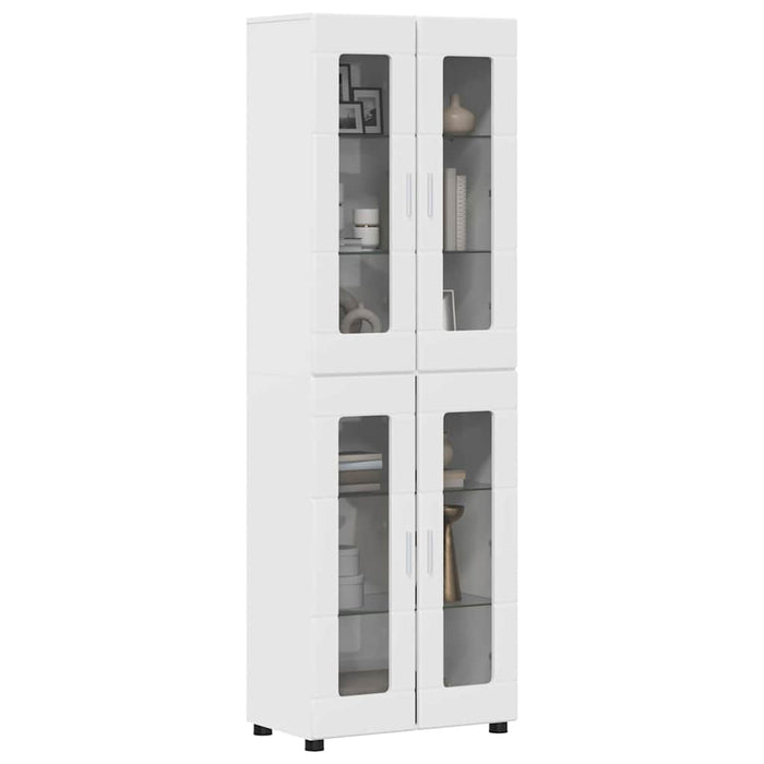 Bufet cu raft cu ușă Alb lucios 60 x 35 x 182 cm Lemn compozit - WALTI WALTI