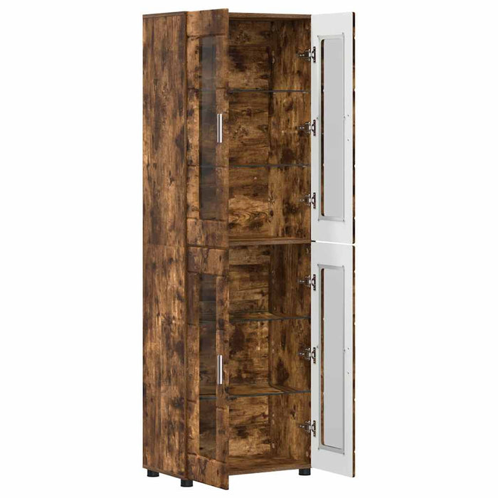 Bufet cu raft Stejar fumuriu 60 x 35 x 182 cm Lemn compozit - WALTI WALTI
