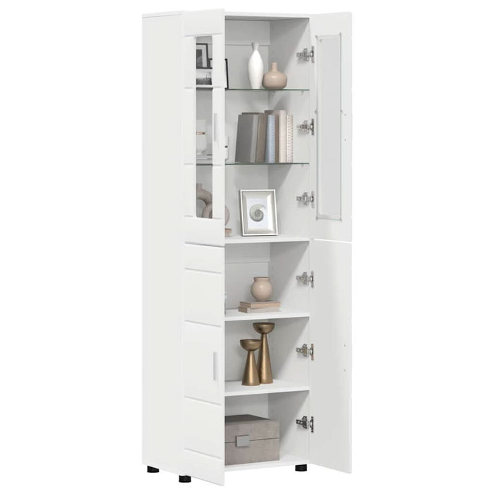 Bufet cu raft cu depozitare Alb 60 x 35 x 182 cm Lemn compozit - WALTI WALTI