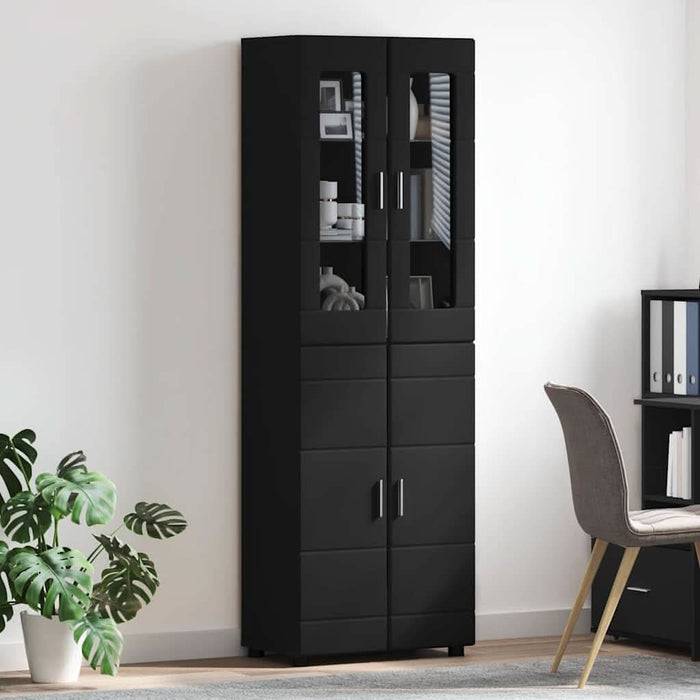 Bufet cu raft cu ușă Negru 60 x 35 x 182 cm Lemn compozit - WALTI WALTI