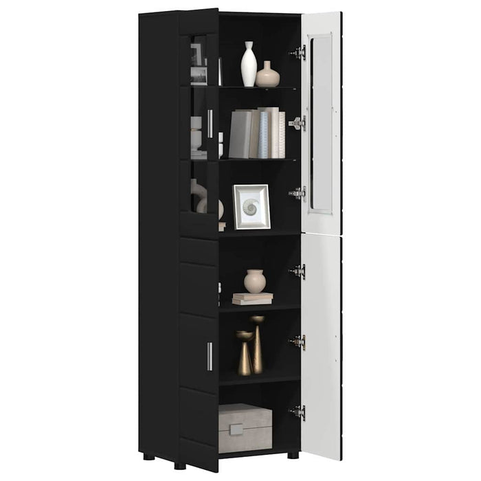 Bufet cu raft cu ușă Negru 60 x 35 x 182 cm Lemn compozit - WALTI WALTI