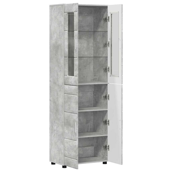 Bufet cu raft Gri din beton 60 x 35 x 182 cm Lemn compozit - WALTI WALTI