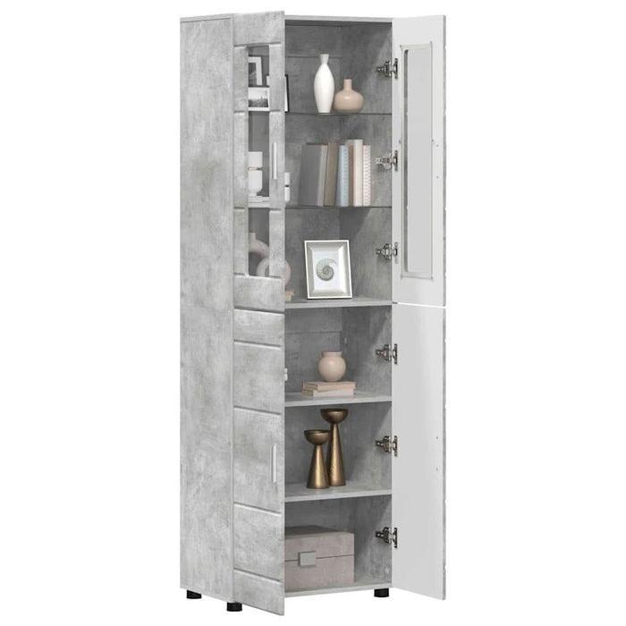 Bufet cu raft Gri din beton 60 x 35 x 182 cm Lemn compozit - WALTI WALTI