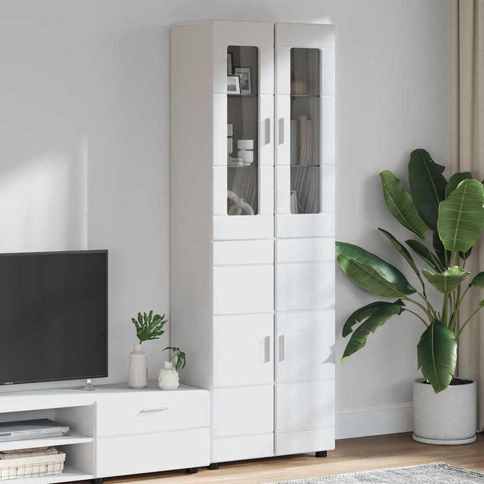 Bufet cu raft cu ușă Alb lucios 60 x 35 x 182 cm Lemn compozit - WALTI WALTI