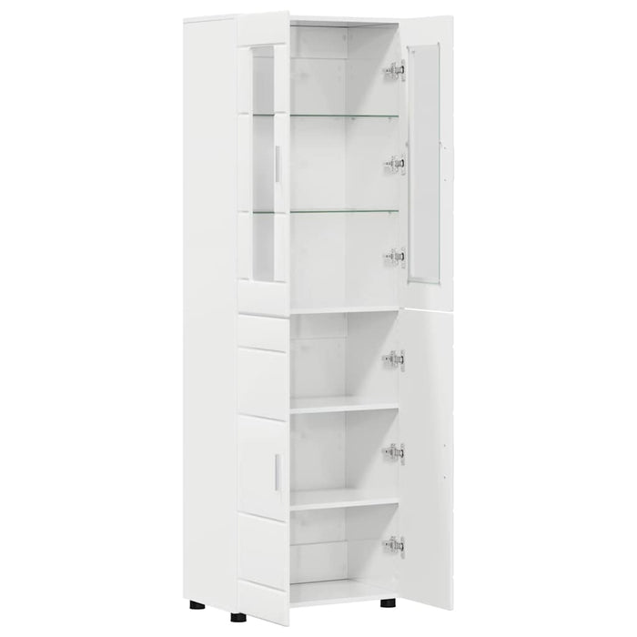 Bufet cu raft cu ușă Alb lucios 60 x 35 x 182 cm Lemn compozit - WALTI WALTI