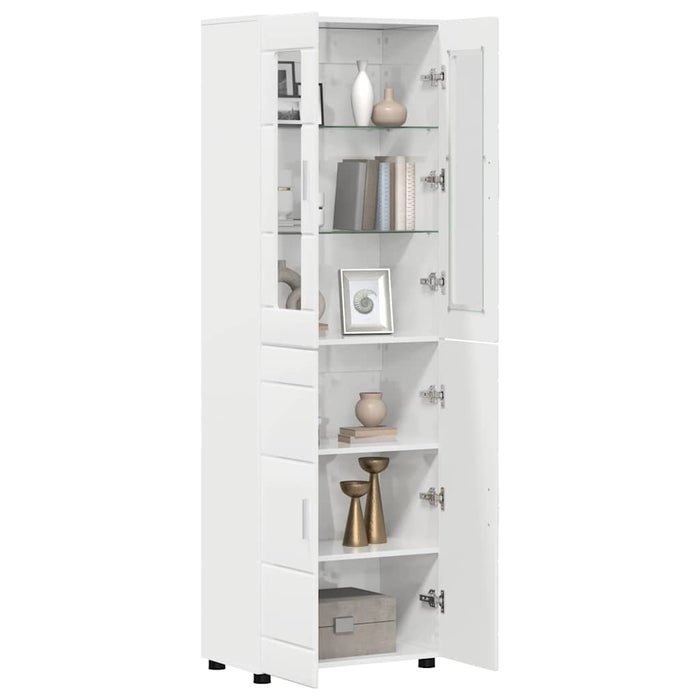 Bufet cu raft cu ușă Alb lucios 60 x 35 x 182 cm Lemn compozit - WALTI WALTI