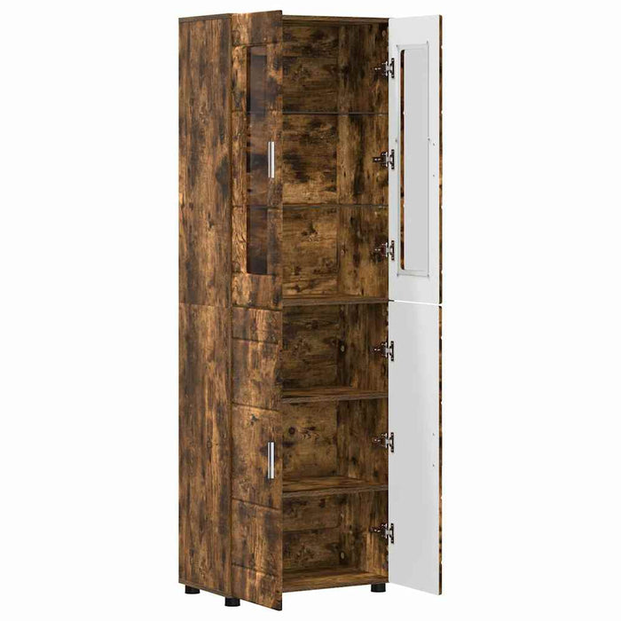 Bufet cu raft Stejar fumuriu 60 x 35 x 182 cm Lemn compozit - WALTI WALTI
