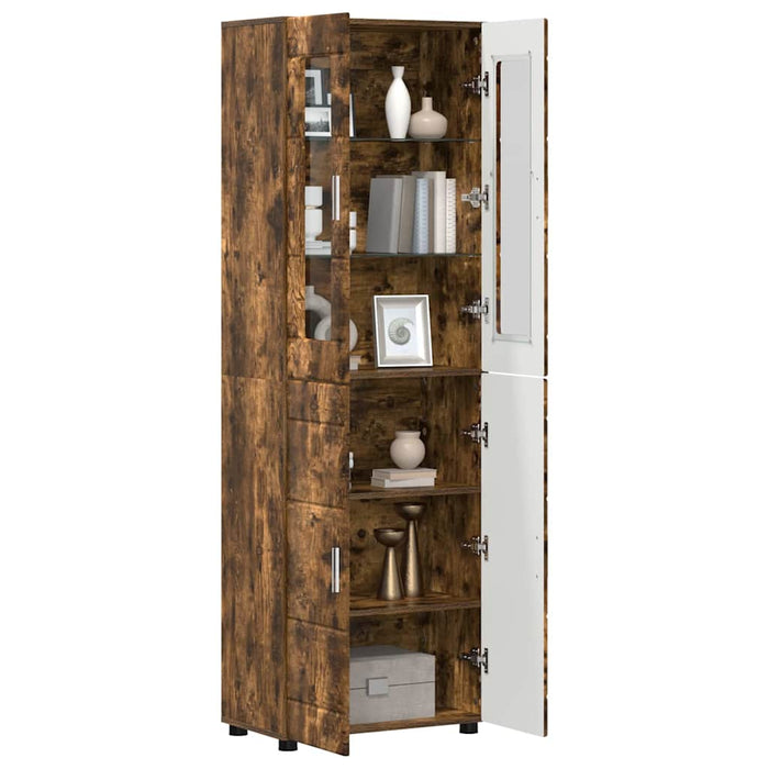 Bufet cu raft Stejar fumuriu 60 x 35 x 182 cm Lemn compozit - WALTI WALTI