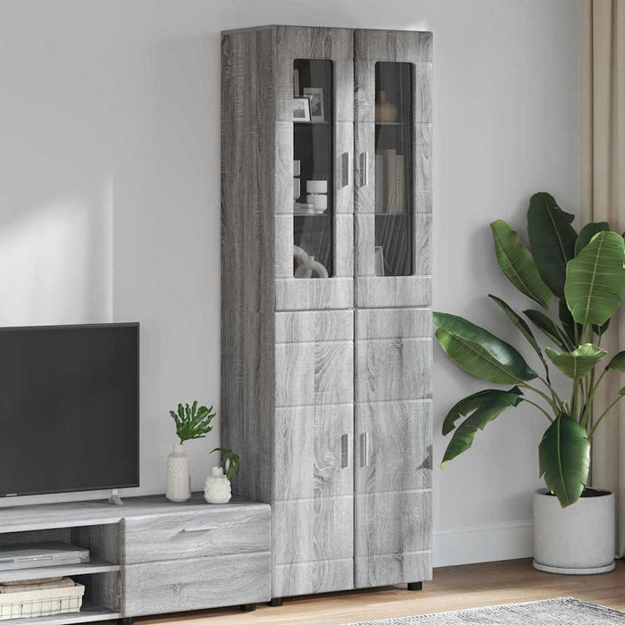 Bufet cu raft cu ușă Gri Sonoma 60 x 35 x 182 cm Lemn compozit - WALTI WALTI