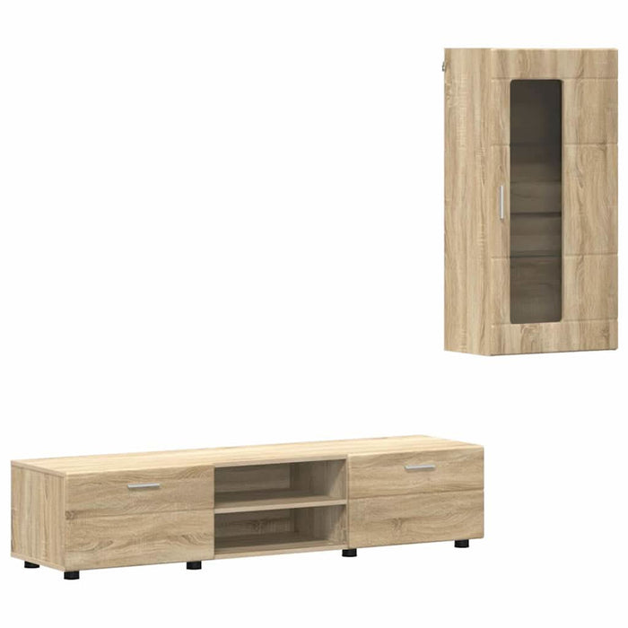 Set comodă TV cu sertar cu raft Stejar Sonoma Lemn compozit - WALTI WALTI