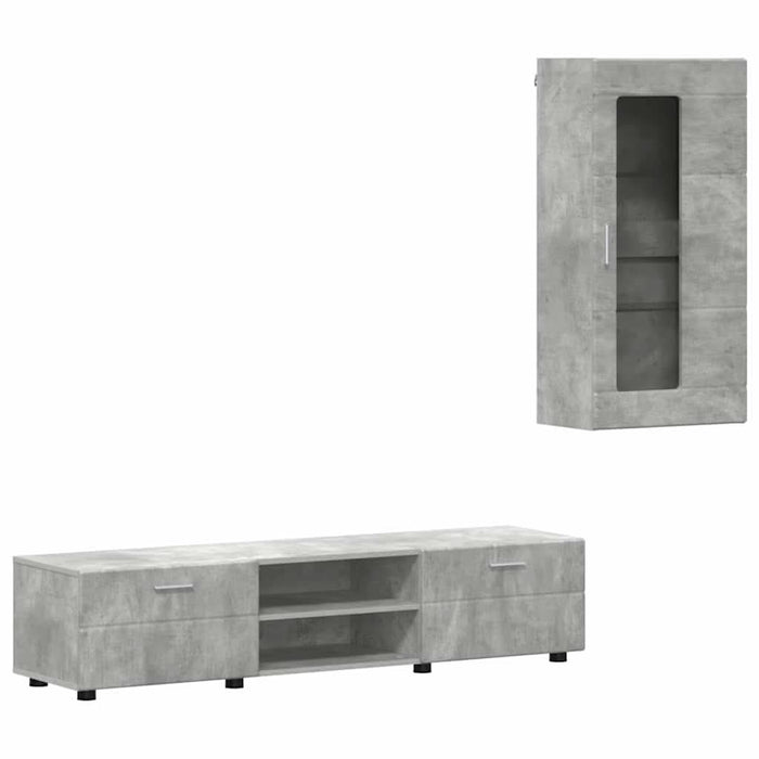 Set comodă TV cu sertar cu raft Gri din beton Lemn compozit - WALTI WALTI