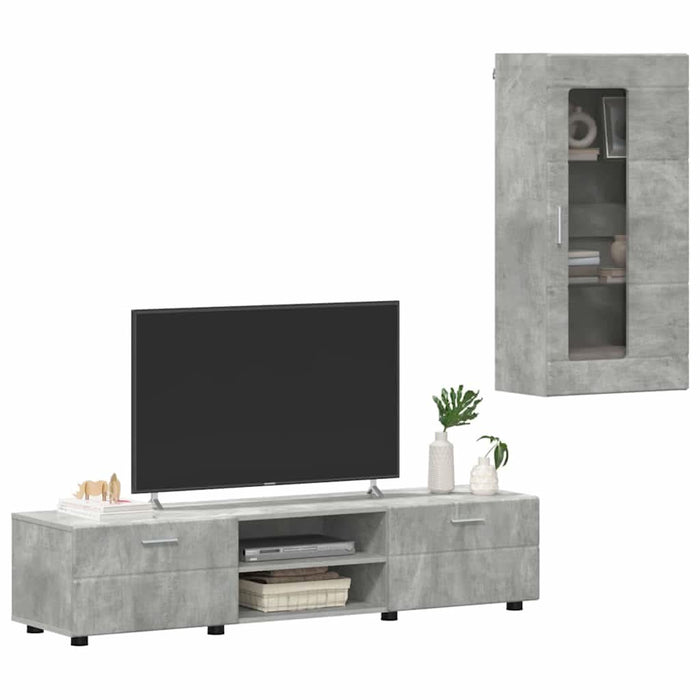 Set comodă TV cu sertar cu raft Gri din beton Lemn compozit - WALTI WALTI