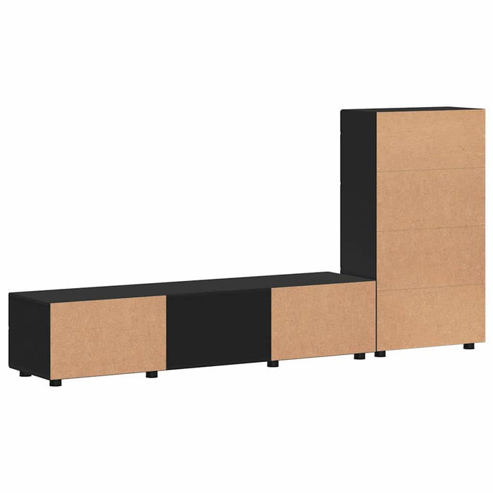 Set comodă TV cu sertar cu raft cu ușă Negru Lemn compozit - WALTI WALTI