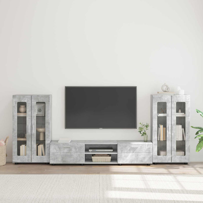 Set comodă TV cu raft FLORIN 3 pcs Gri din beton Lemn compozit WALTI