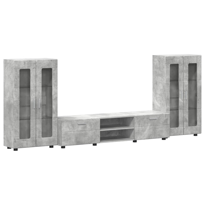 Set comodă TV cu raft FLORIN 3 pcs Gri din beton Lemn compozit WALTI