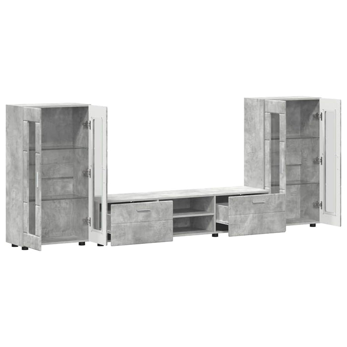Set comodă TV cu raft FLORIN 3 pcs Gri din beton Lemn compozit WALTI