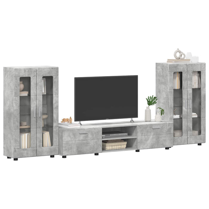 Set comodă TV cu raft FLORIN 3 pcs Gri din beton Lemn compozit WALTI