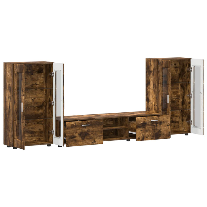 Set comodă TV cu raft FLORIN 3 pcs Stejar fumuriu Lemn compozit WALTI
