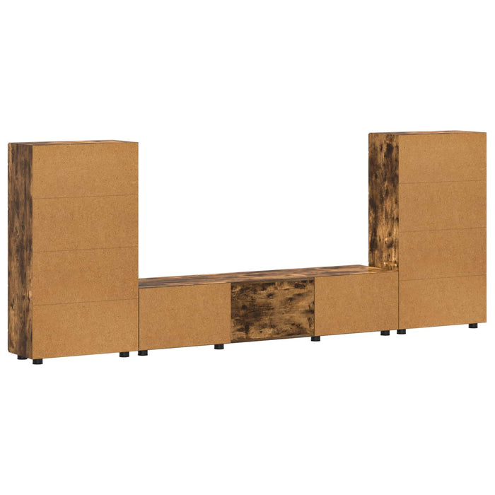 Set comodă TV cu raft FLORIN 3 pcs Stejar fumuriu Lemn compozit WALTI