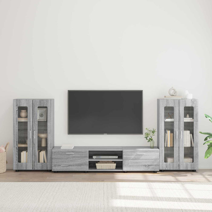Set comodă TV cu sertar FLORIN 3 pcs Gri Sonoma Lemn compozit WALTI
