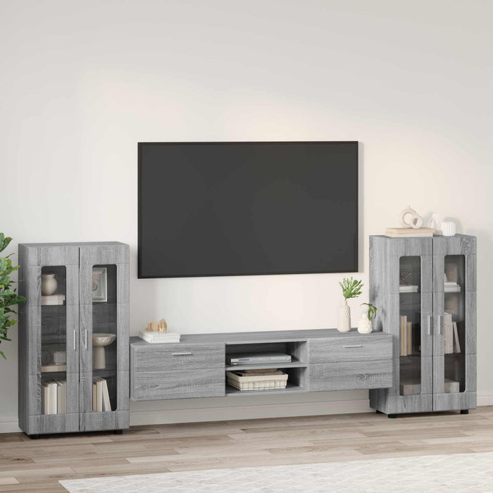Set comodă TV cu sertar FLORIN 3 pcs Gri Sonoma Lemn compozit WALTI