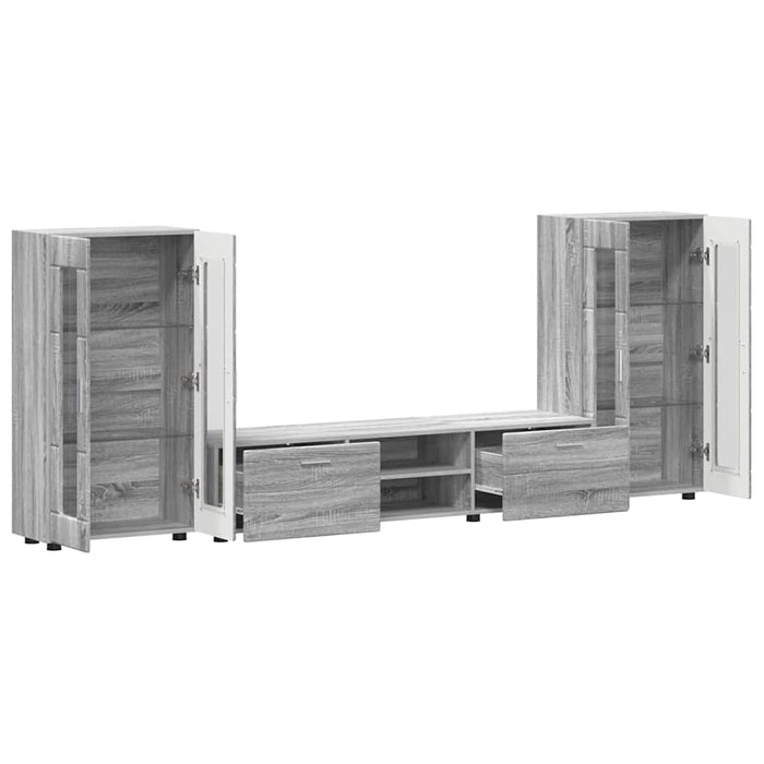 Set comodă TV cu sertar FLORIN 3 pcs Gri Sonoma Lemn compozit WALTI