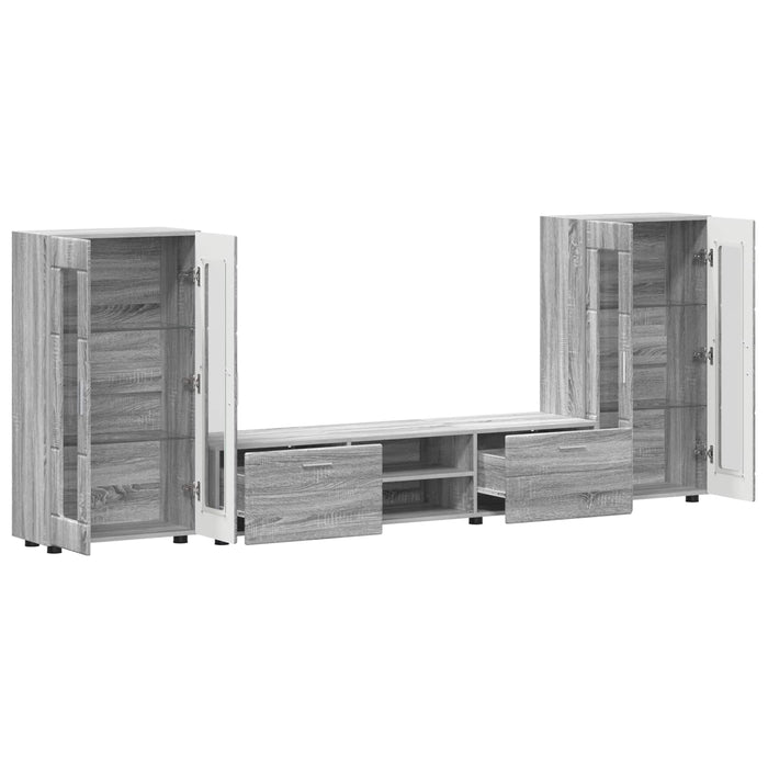 Set comodă TV cu sertar FLORIN 3 pcs Gri Sonoma Lemn compozit WALTI