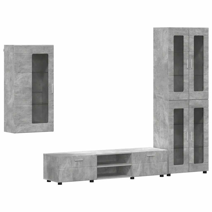 Set comodă TV cu sertar cu raft Gri din beton Lemn compozit - WALTI WALTI