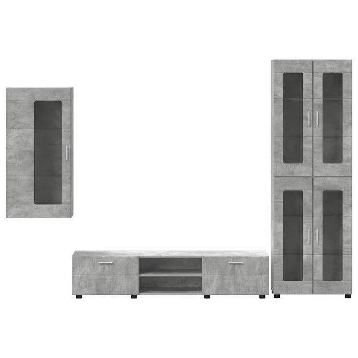 Set comodă TV cu sertar cu raft Gri din beton Lemn compozit - WALTI WALTI