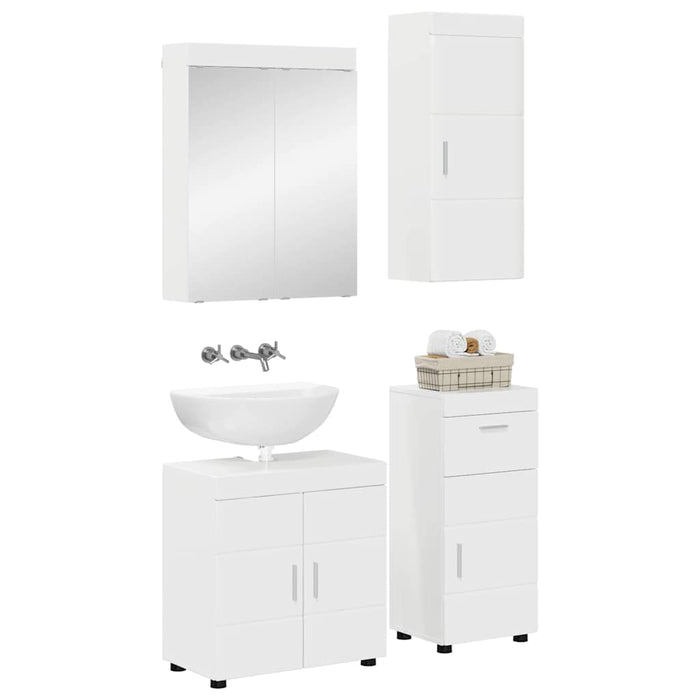 Set de mobilier pentru baie TULUM 4 pcs Alb lucios - WALTI WALTI