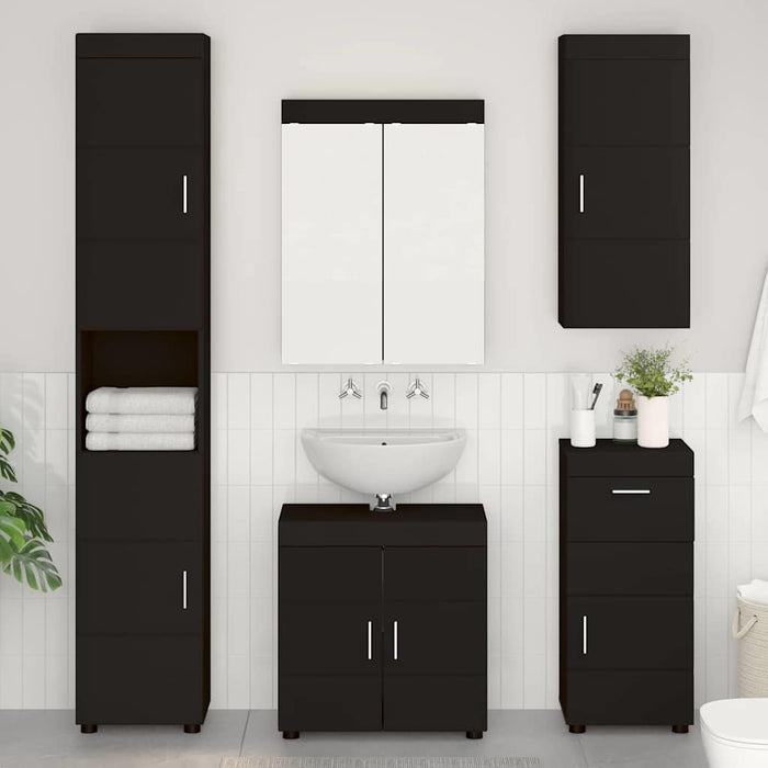 Set de mobilier pentru baie TULUM 5 pcs Negru 60 x 34 x 63 cm WALTI