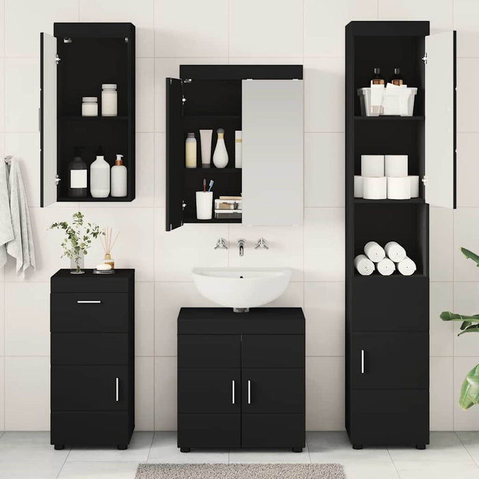 Set de mobilier pentru baie TULUM 5 pcs Negru 60 x 34 x 63 cm WALTI