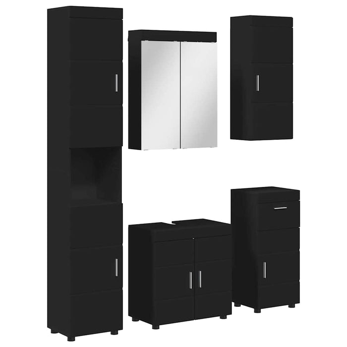 Set de mobilier pentru baie TULUM 5 pcs Negru 60 x 34 x 63 cm WALTI