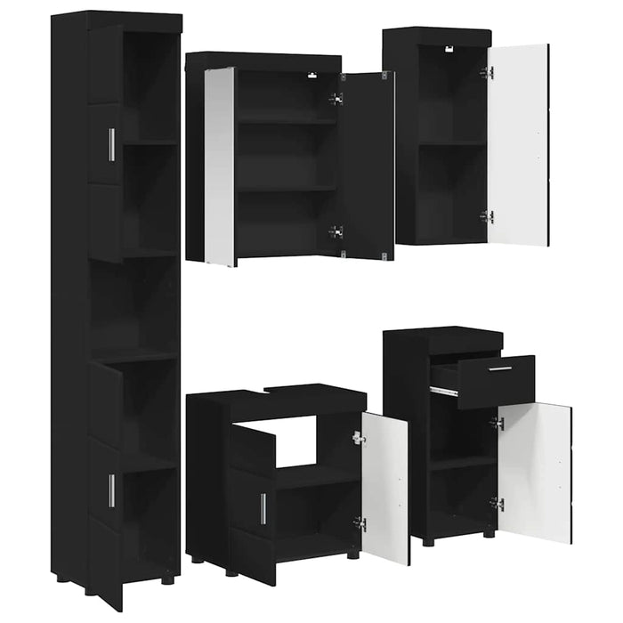 Set de mobilier pentru baie TULUM 5 pcs Negru 60 x 34 x 63 cm WALTI