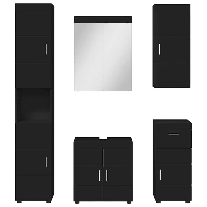 Set de mobilier pentru baie TULUM 5 pcs Negru 60 x 34 x 63 cm WALTI
