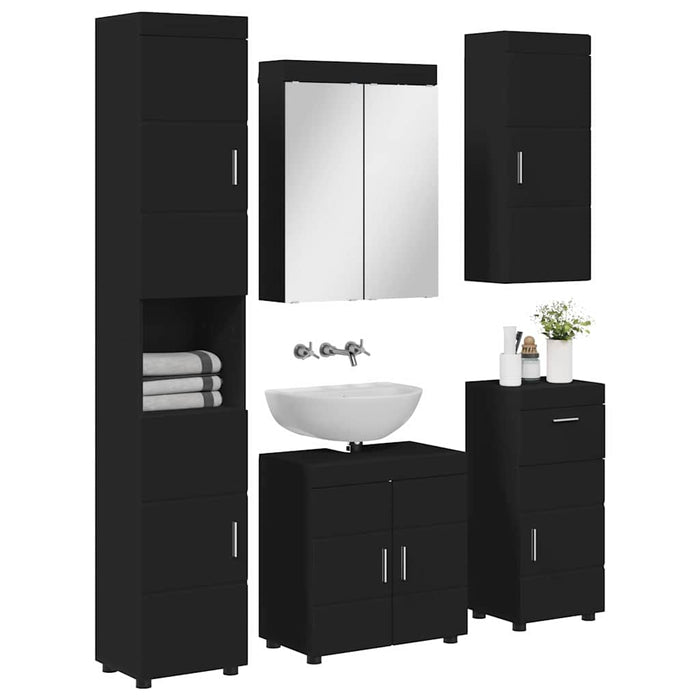 Set de mobilier pentru baie TULUM 5 pcs Negru 60 x 34 x 63 cm WALTI