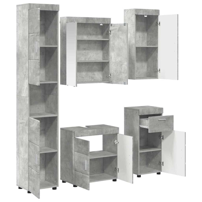 Set de mobilier pentru baie TULUM 5 pcs Gri din beton WALTI