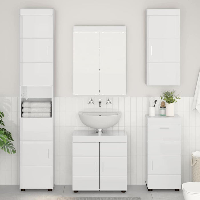 Set de mobilier pentru baie TULUM 5 pcs Alb lucios WALTI