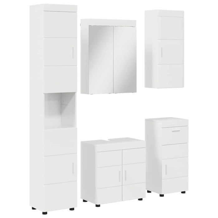 Set de mobilier pentru baie TULUM 5 pcs Alb lucios WALTI