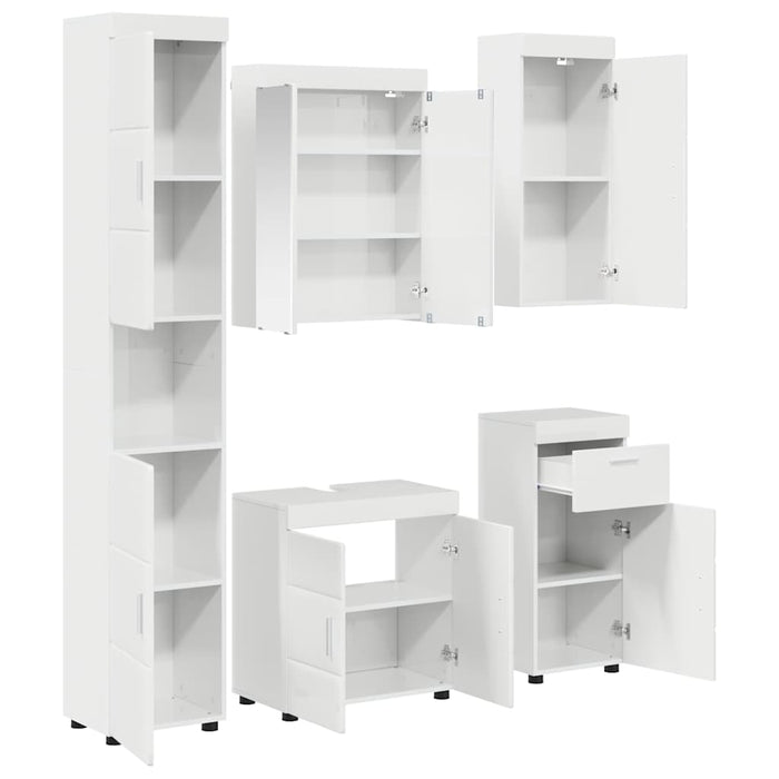 Set de mobilier pentru baie TULUM 5 pcs Alb lucios WALTI