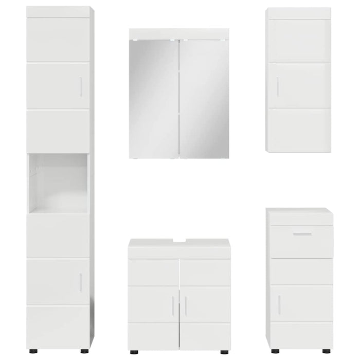 Set de mobilier pentru baie TULUM 5 pcs Alb lucios WALTI