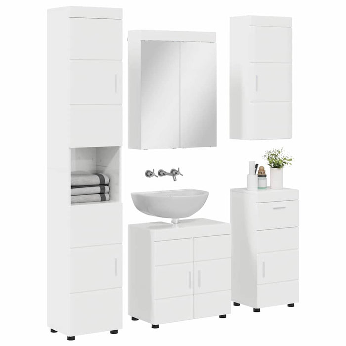 Set de mobilier pentru baie TULUM 5 pcs Alb lucios WALTI