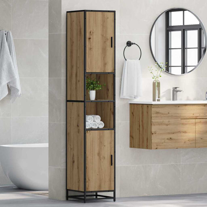Set de mobilier pentru baie cu raft cu ușă Stejar Artizanal - WALTI WALTI