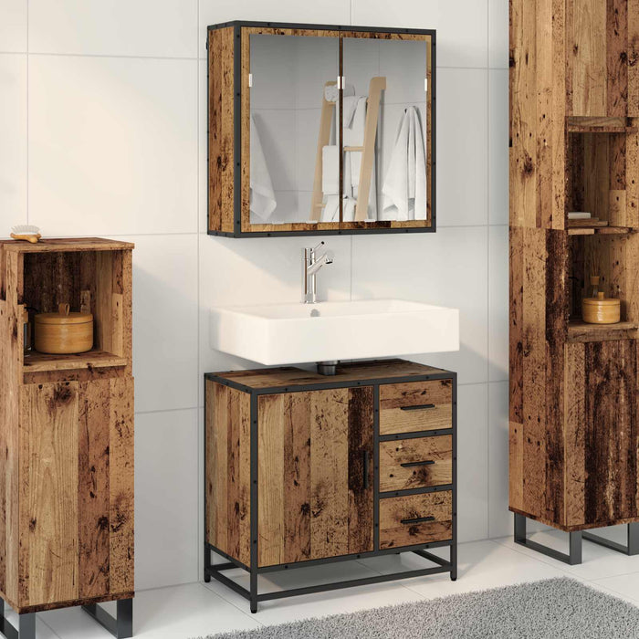 Set de mobilier pentru baie 2 pcs Lemn Vechi Lemn compozit - WALTI WALTI