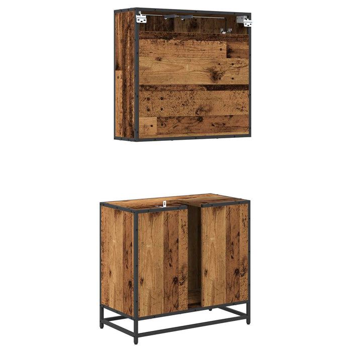 Set de mobilier pentru baie 2 pcs Lemn Vechi Lemn compozit - WALTI WALTI