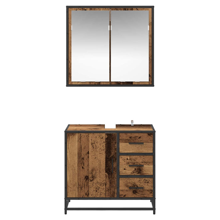 Set de mobilier pentru baie 2 pcs Lemn Vechi Lemn compozit - WALTI WALTI